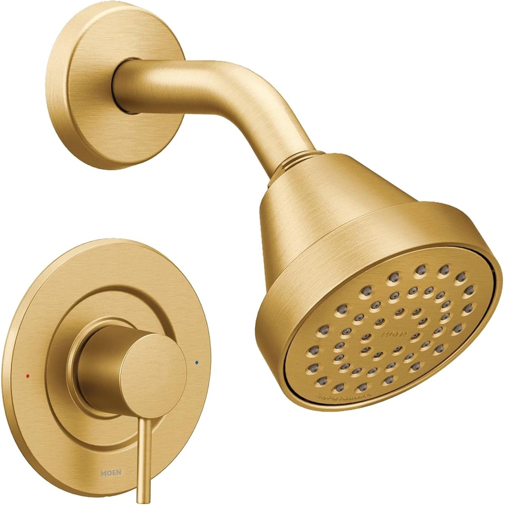 image:imageMoen Align Brushed Gold PosiTemp Pressure Balancing EcoPerformance Modern Shower Trim Kit Valve Required T2192EPBGBrushed Gold
