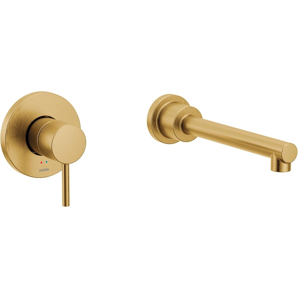 image:imageMoen Align Brushed Gold Single Handle Wall Mount Tub Filler High Flow Tub Faucet with 10 Spout Reach WT391BG