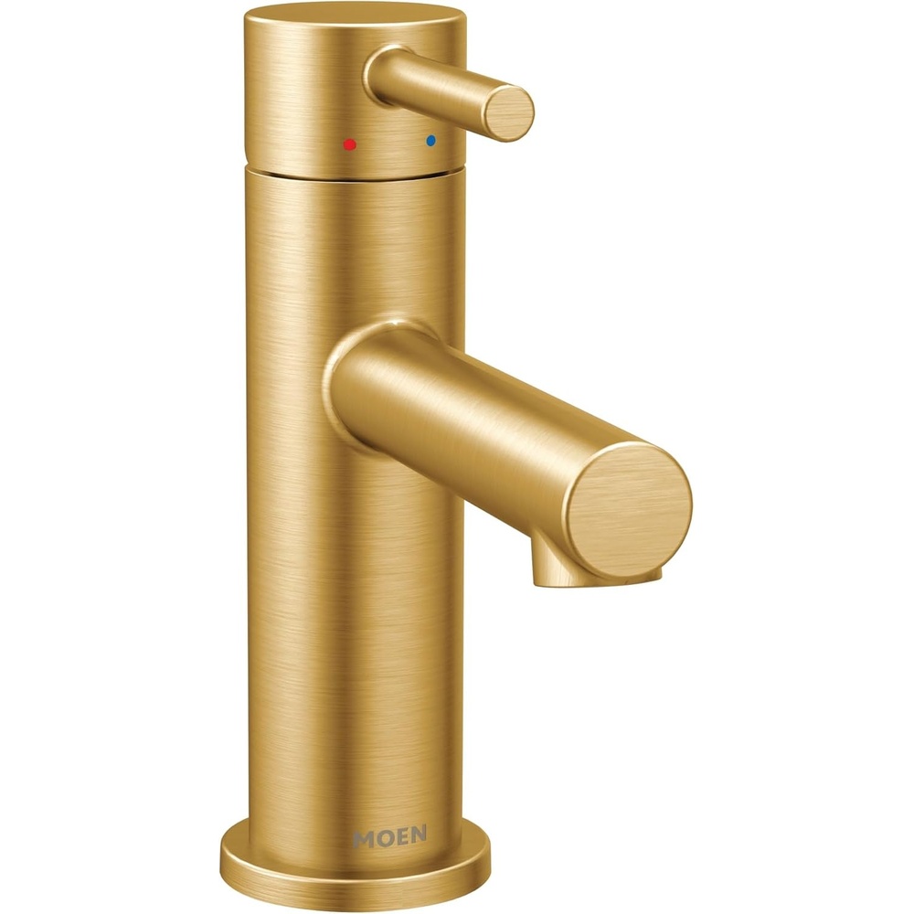 image:imageMoen Align Chrome OneHandle Modern Bathroom Faucet with Drain Assembly and Optional Deckplate 6190Brushed Gold