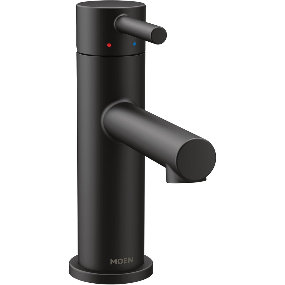 image:imageMoen Align Chrome OneHandle Modern Bathroom Faucet with Drain Assembly and Optional Deckplate 6190Matte Black