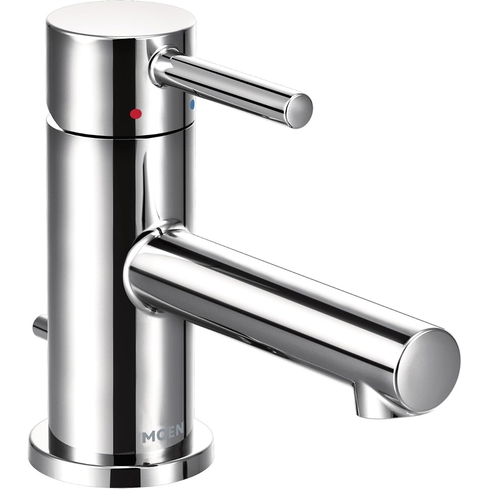 image:imageMoen Align Chrome OneHandle Single Hole Low Profile Modern Bathroom Faucet with Drain Assembly 6191Chrome
