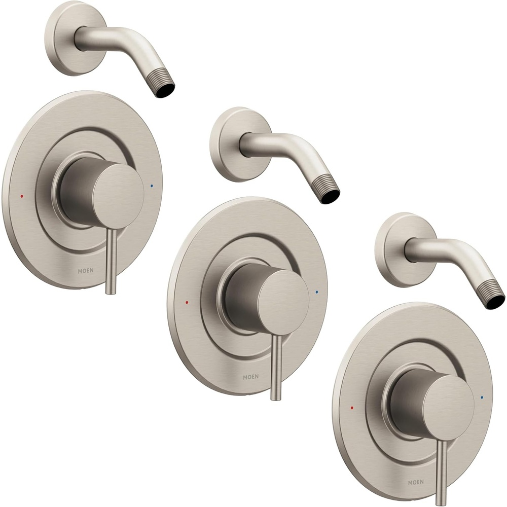 image:imageMoen Align Chrome PosiTemp Pressure Balancing Modern Shower Trim Kit without Showerhead Valve Required T2192NHBrushed Nickel