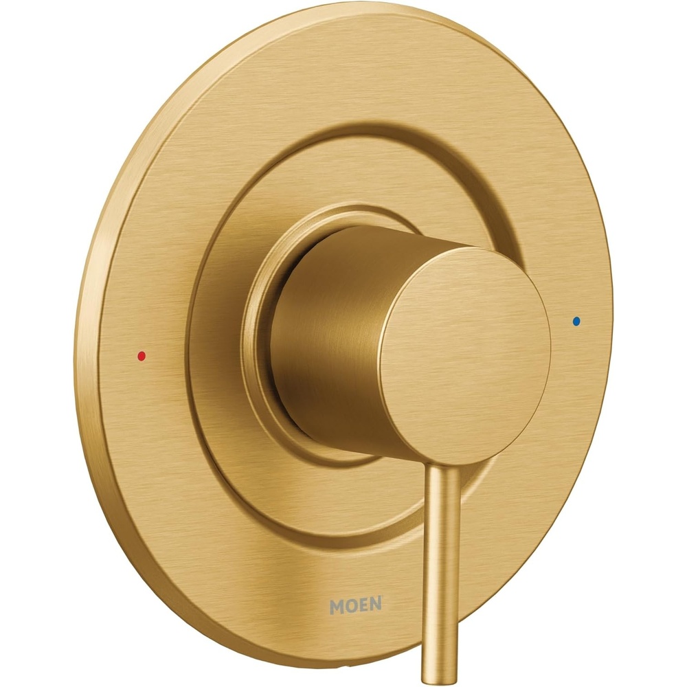 image:imageMoen Align Matte Black Pressure Balancing Modern Trim Kit Featuring Bathroom Shower Lever Handle for Temperature Adjustment PosiTemp Valve Required T2191BLBrushed Gold