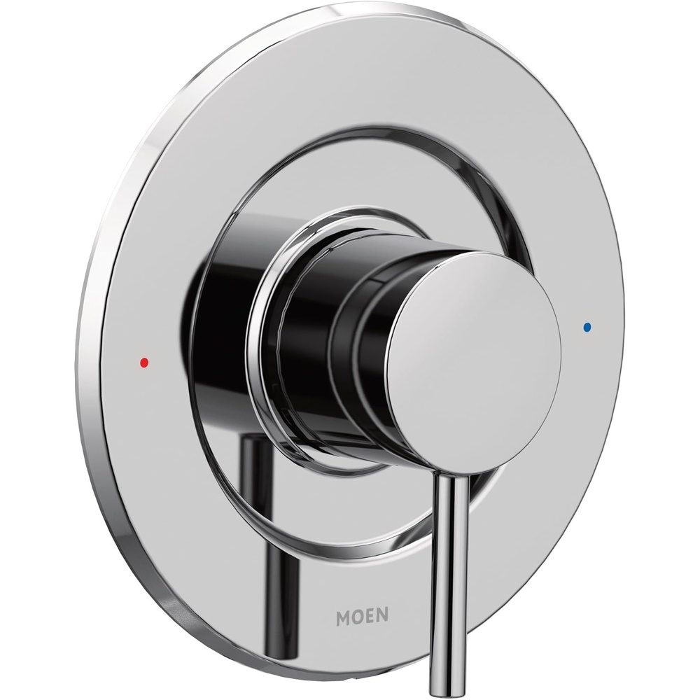 image:imageMoen Align Matte Black Pressure Balancing Modern Trim Kit Featuring Bathroom Shower Lever Handle for Temperature Adjustment PosiTemp Valve Required T2191BLChrome