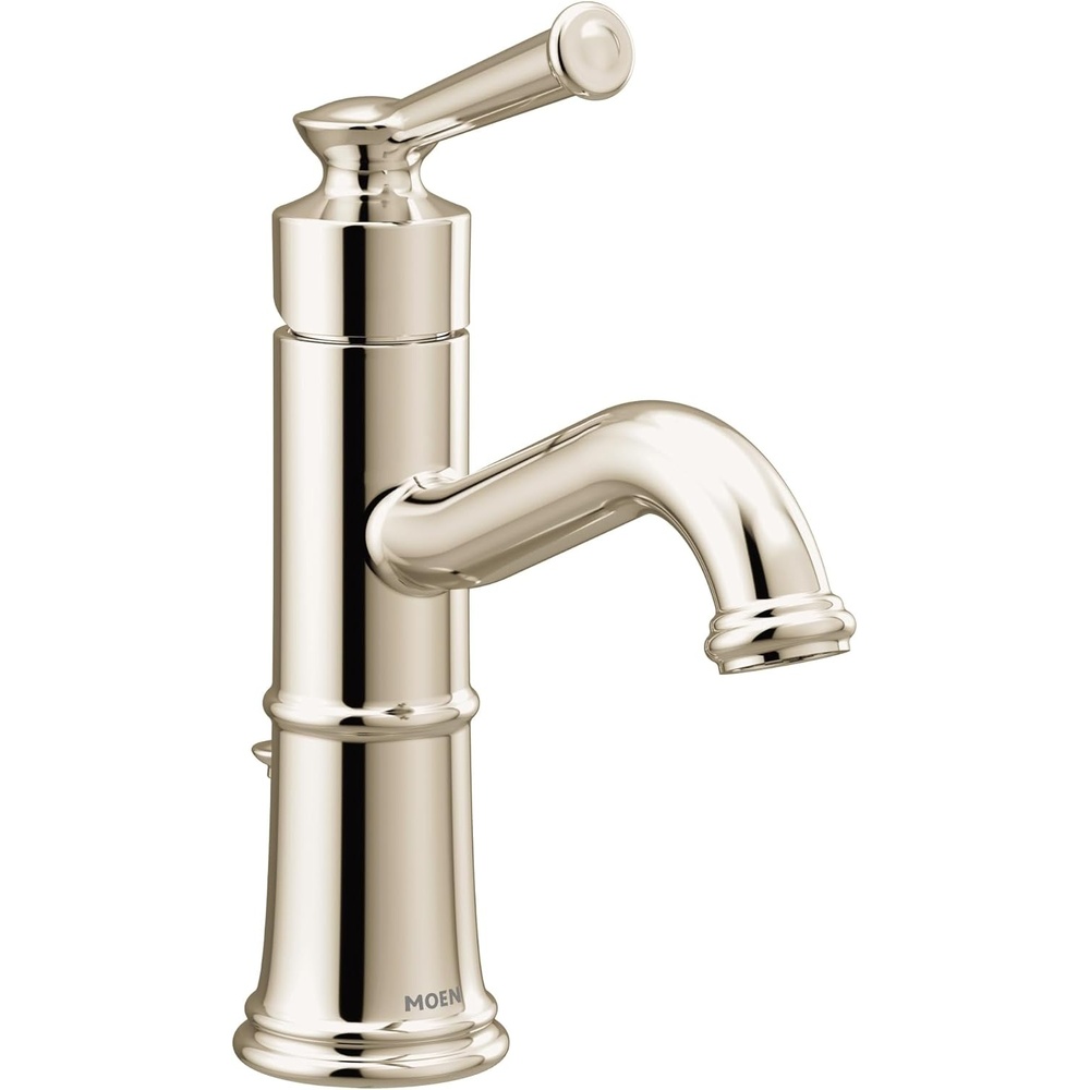 image:imageMoen Belfield Chrome OneHandle Bathroom Sink Faucet with Drain Assembly and Optional Deckplate 6402Polished Nickel