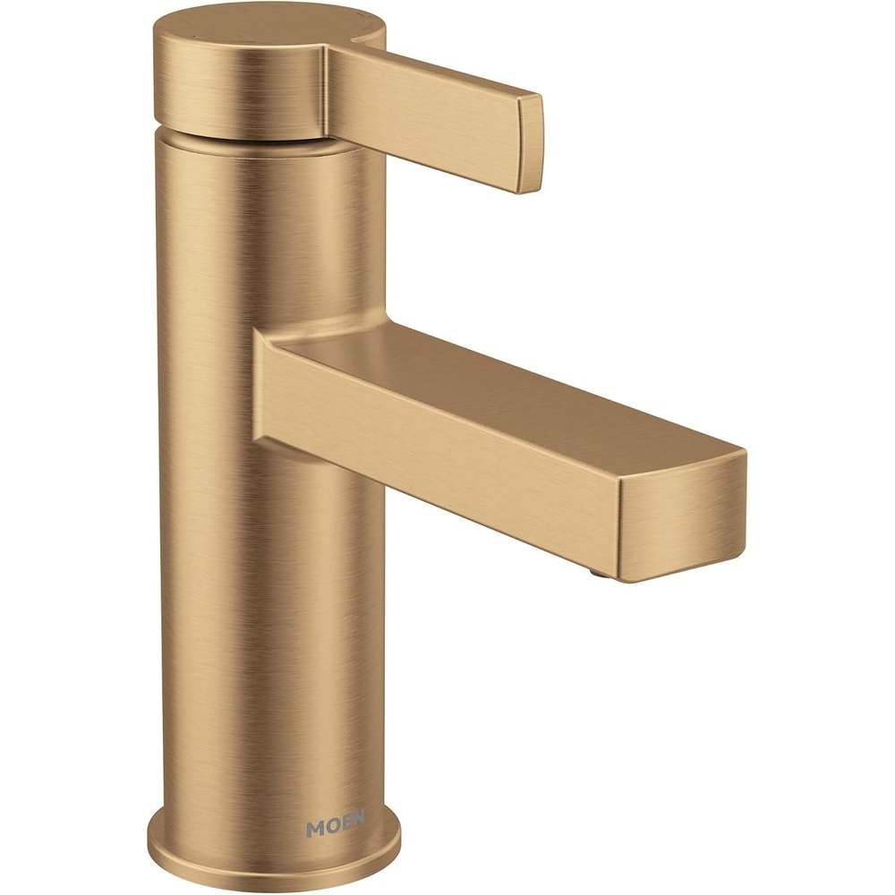 image:imageMoen Beric Matte Black Modern OneHandle Single Hole Bathroom Faucet with Drain Assembly and Optional Deckplate for Your Bath Sink 84774BLBronzed Gold
