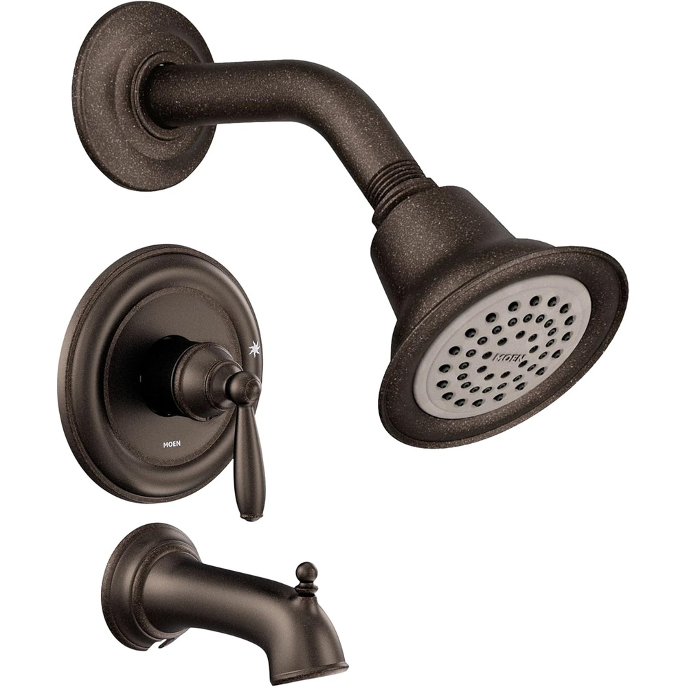 image:imageMoen Brantford Brushed Nickel PosiTemp Pressure Balancing EcoPerformance HighPressure Shower Trim Kit with Showerhead Lever Handle and Tub Spout Valve Required T2153EPBNOil Rubbed Bronze