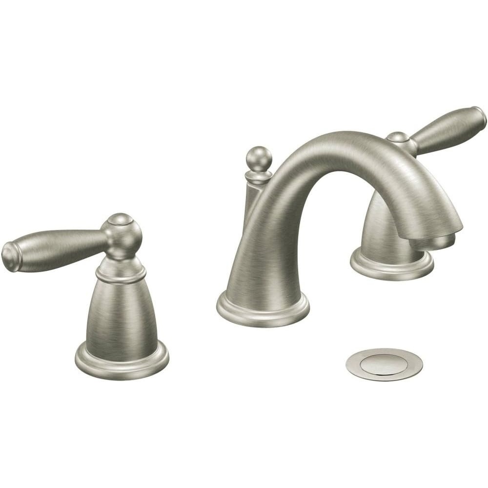 image:imageMoen Brantford Brushed Nickel TwoHandle Widespread Bathroom Sink Faucet Trim Kit Traditional Bathroom Faucet for Three Hole Bath Sinks Valve Required T6620BNBrushed Nickel