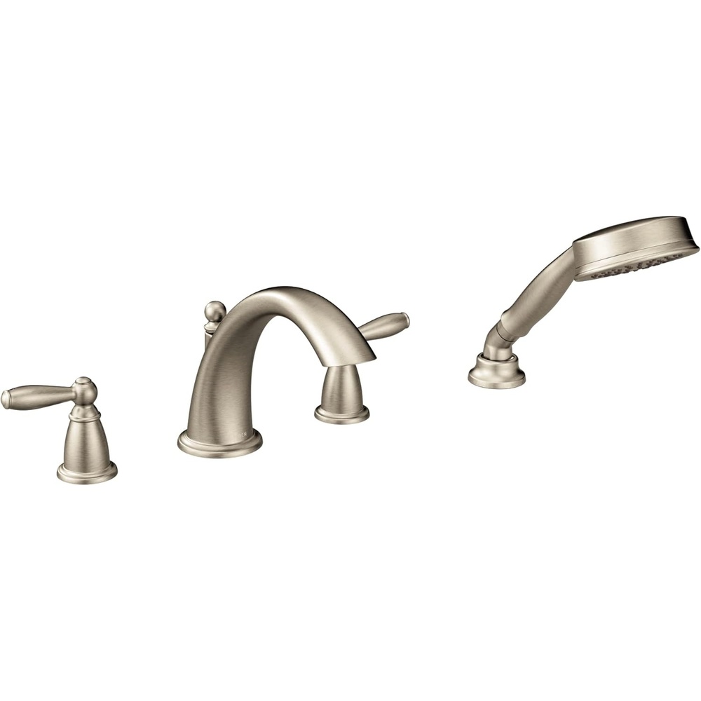 image:imageMoen Brantford brushed Nickel TwoHandle Deck Mount Roman Tub Faucet Trim Kit with Single Function Handshower Valve Required T924BNBrushed Nickel