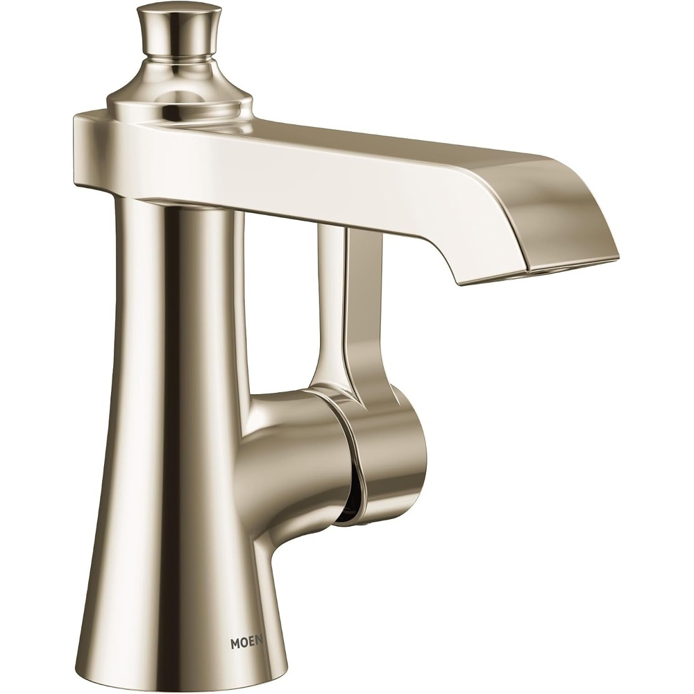 image:imageMoen Brushed Gold Flara OneHandle Single Hole Bathroom Faucet with Drain Assembly S6981BGPolished Nickel