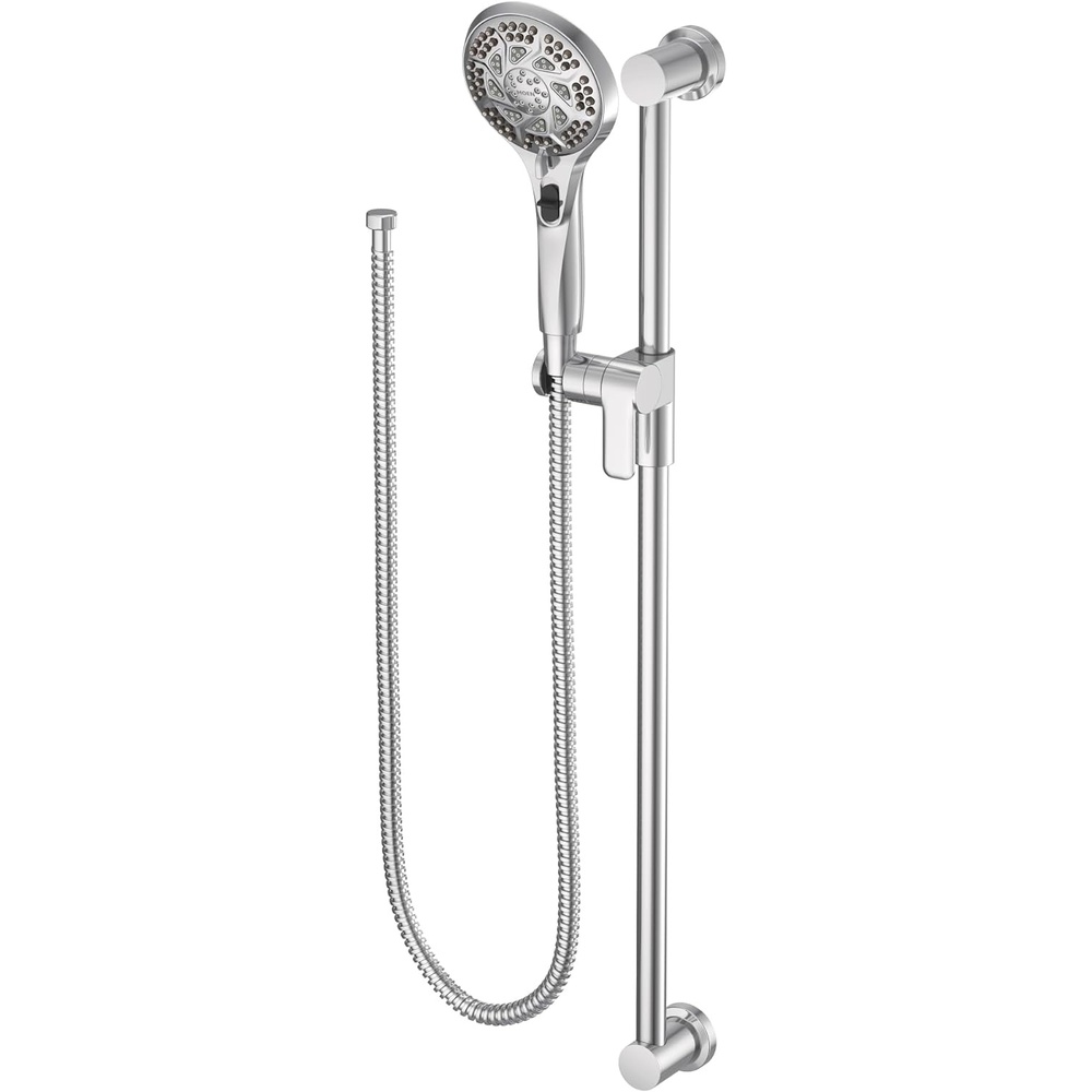 image:imageMoen Brushed Nickel 5Function Massaging Handshower with Toggle Pause Includes 30Inch Slide Bar and 69Inch Hose 3671EPBNChrome