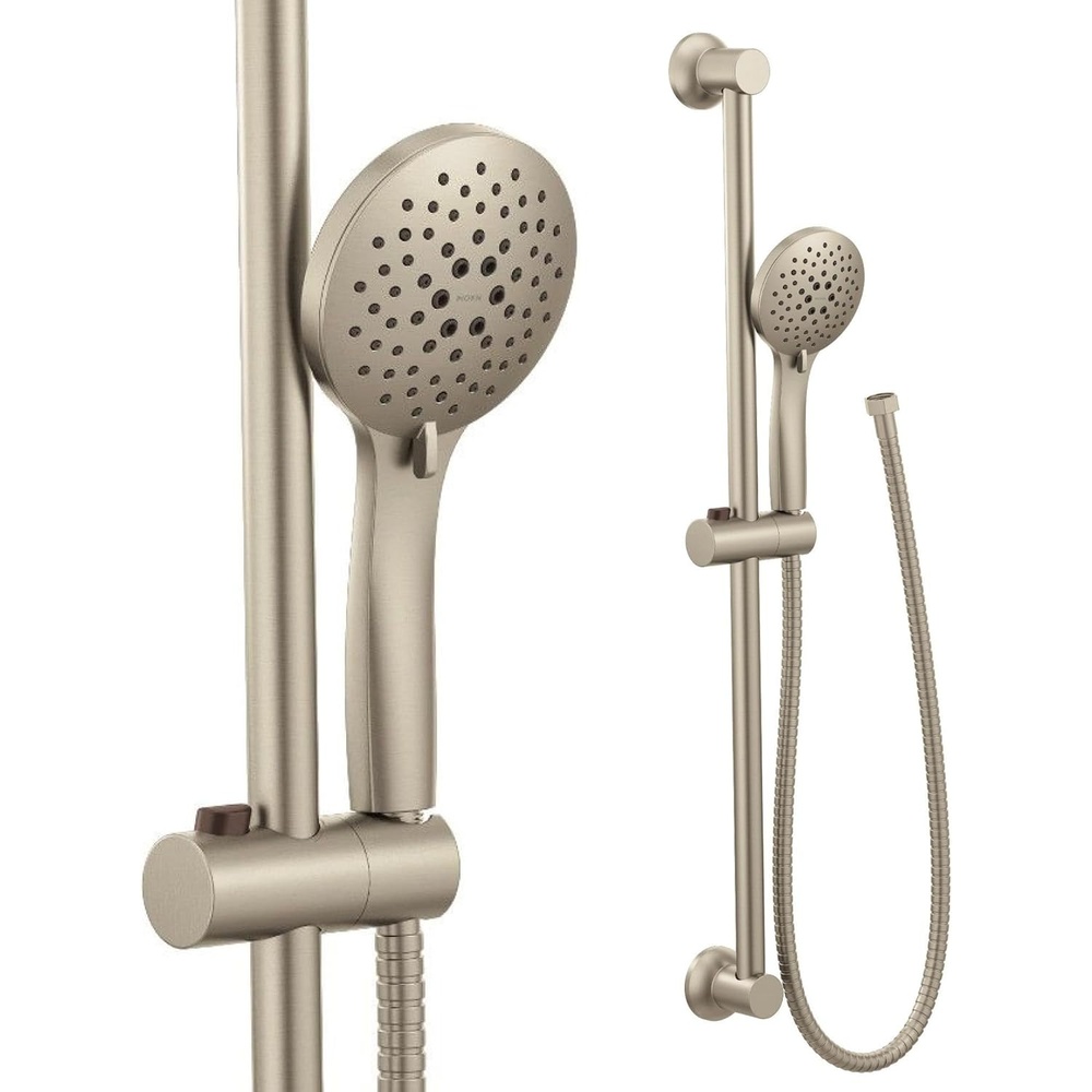 image:imageMoen Brushed Nickel EcoPerformance 5Function Handheld Removable Shower Head Adjustable 30Inch Slide Bar and 69Inch Long Hose 3558EPBNBrushed Nickel