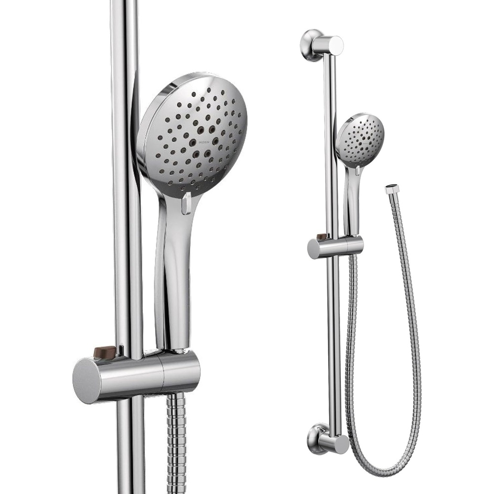 image:imageMoen Brushed Nickel EcoPerformance 5Function Handheld Removable Shower Head Adjustable 30Inch Slide Bar and 69Inch Long Hose 3558EPBNChrome