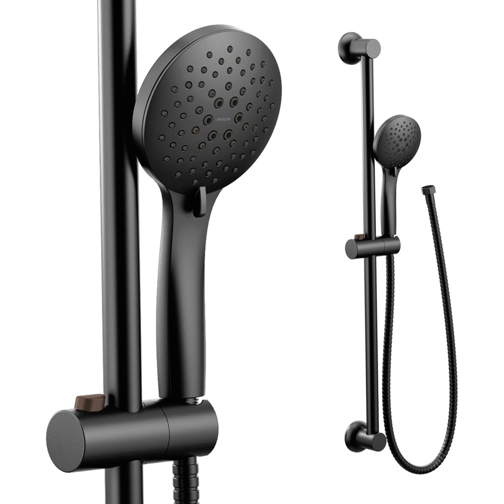 image:imageMoen Brushed Nickel EcoPerformance 5Function Handheld Removable Shower Head Adjustable 30Inch Slide Bar and 69Inch Long Hose 3558EPBNMatte Black