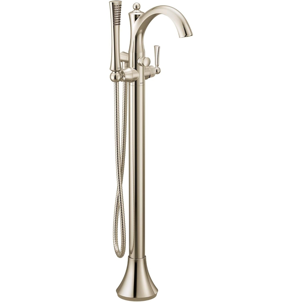 image:imageMoen Brushed Nickel Wynford OneHandle Freestanding Floor Mount Tub Filler with Handshower Includes Interchangeable Handle 655BNPolished Nickel