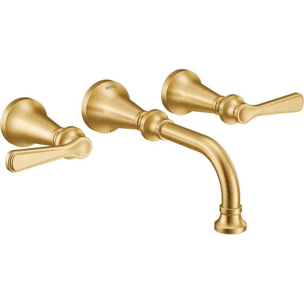 image:imageMoen Colinet Brushed Gold Traditional Lever Handle Wall Mount 8 Widespread Bathroom Faucet Trim Valve Required TS44104BG