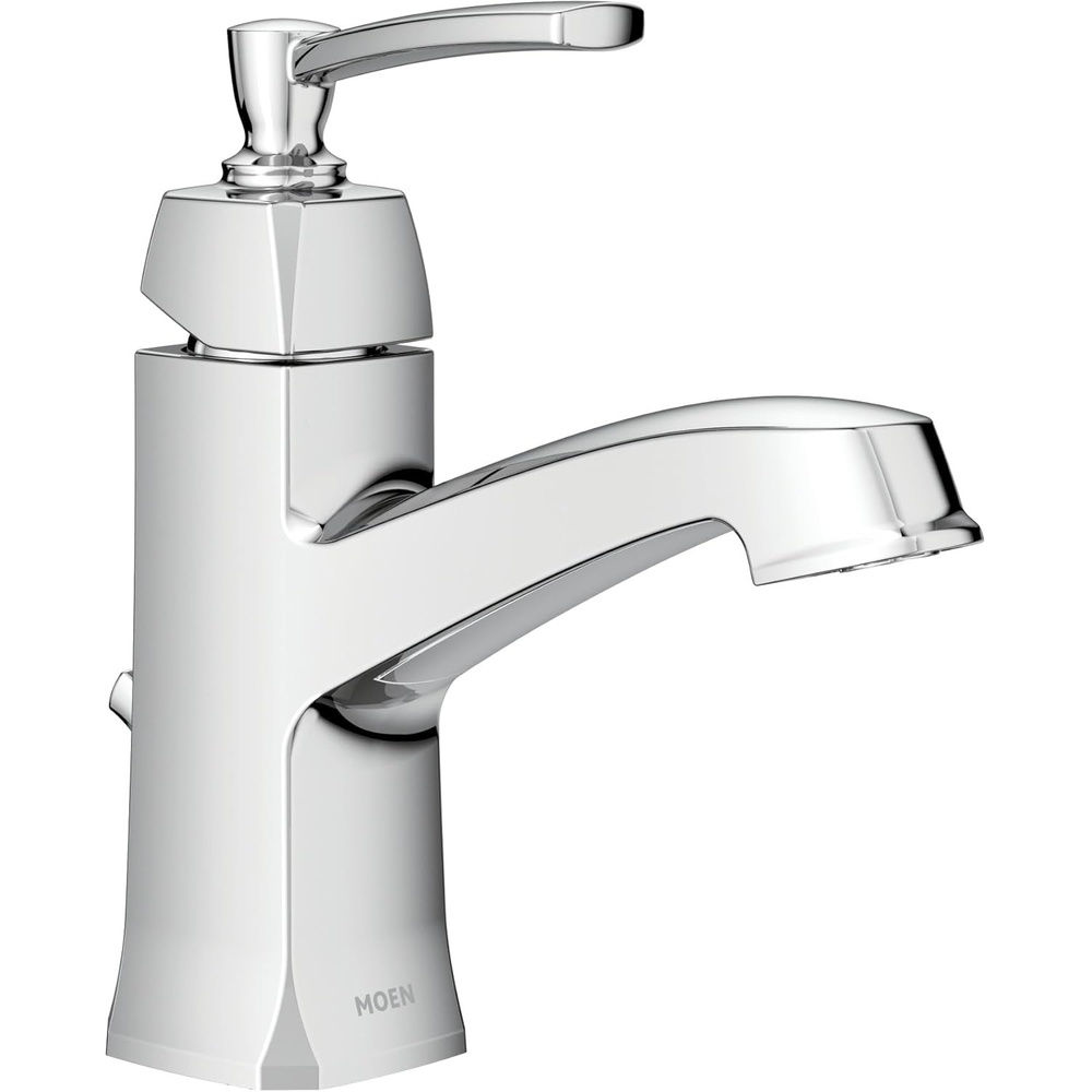 image:imageMoen Conway Chrome OneHandle Single Hole or Centerset Bathroom Faucet with Drain Assembly WS84923Chrome