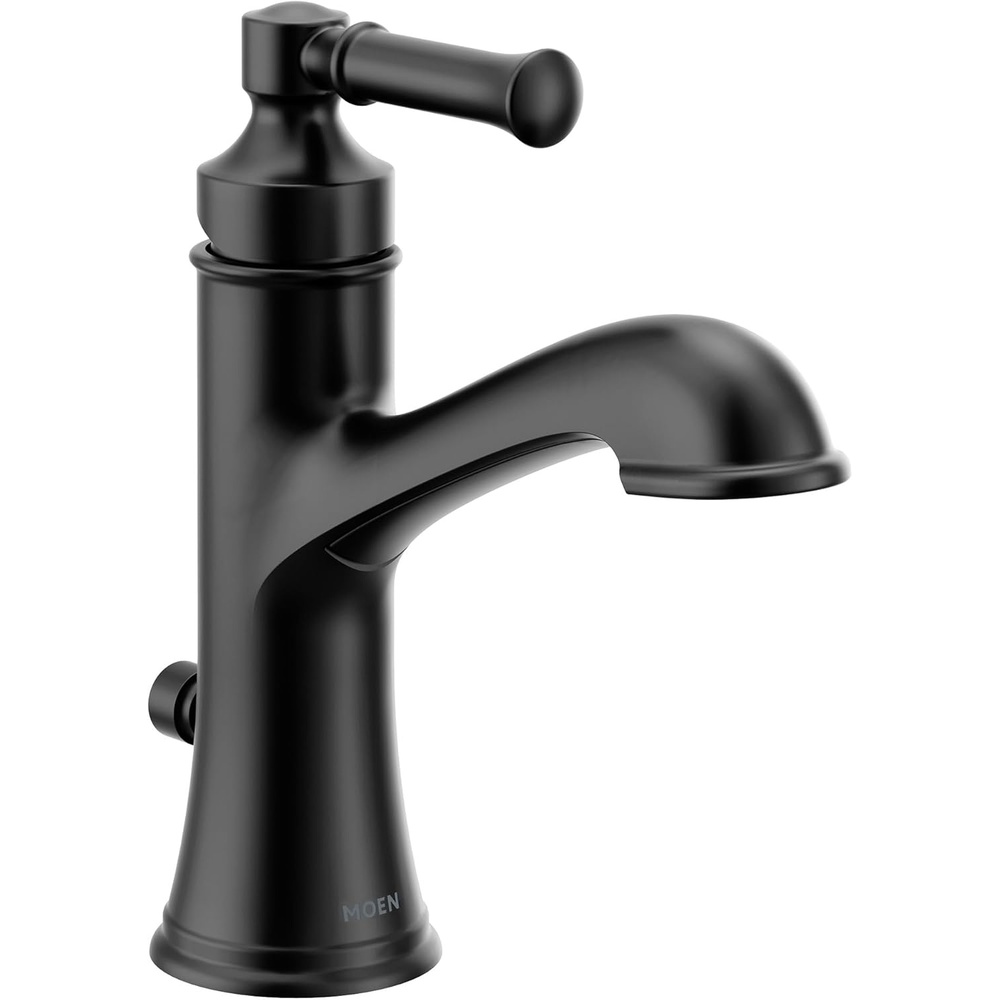image:imageMoen Dartmoor Chrome Single Handle Bathroom Sink Faucet with Optional Deckplate 6803Matte Black