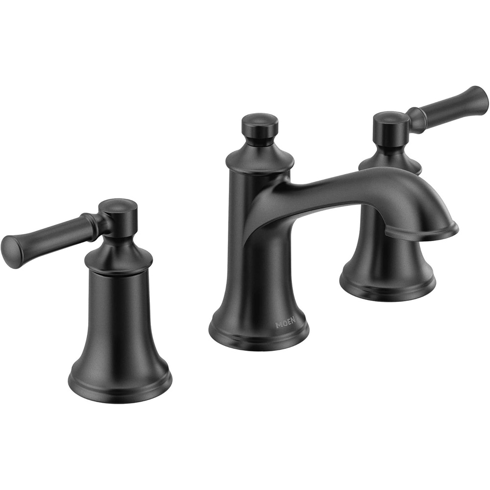 image:imageMoen Dartmoor OilRubbed Bronze TwoHandle High Arc Widespread Bathroom Sink Faucet for 3Hole Setups with Valve Included TV6805ORBMatte Black