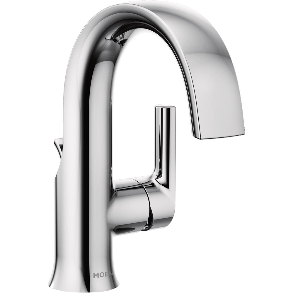 image:imageMoen Doux Matte Black Contemporary OneHandle High Arc Laminar Stream Bathroom Faucet S6910BLChrome