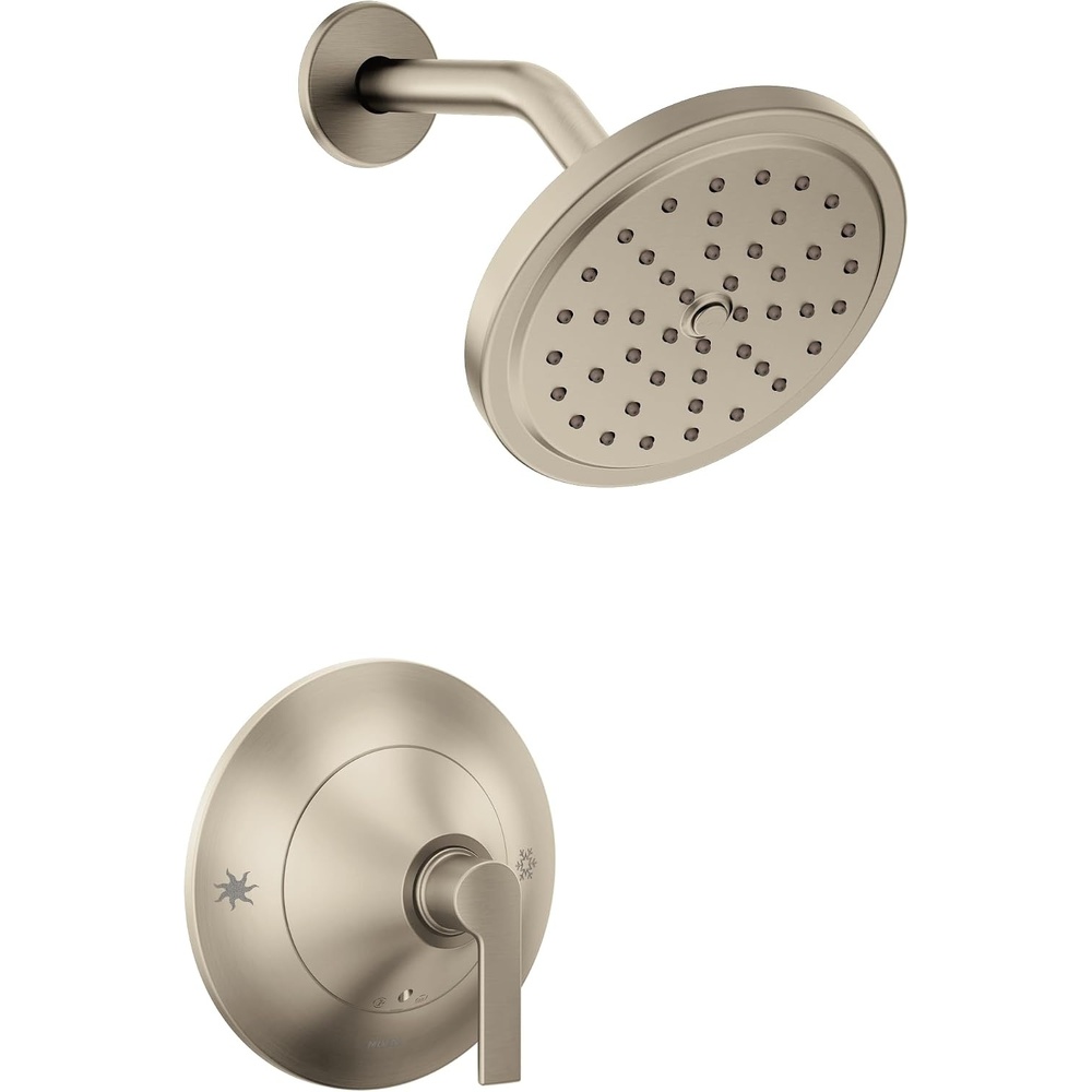 image:imageMoen Doux Matte Black PosiTemp Pressure Balancing Shower Trim Kit with 7Inch EcoPerformance Rainshower Valve Required TS2202EPBLBrushed Nickel