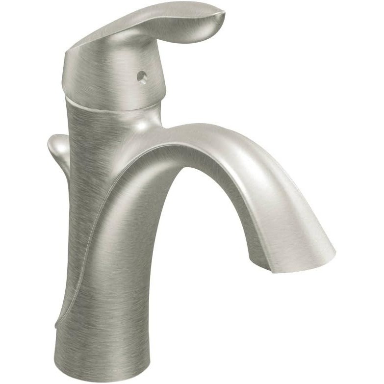 image:imageMoen Eva Brushed Nickel OneHandle Single Hole Bathroom Sink Faucet with Optional Deckplate and Available Vessel Sink Extension Kit 6400BNBrushed Nickel