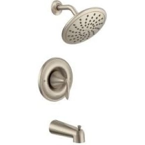 Moen Eva Brushed Nickel Tub and Shower Faucet Trim with Eco-Performance Rainshower, Valve Required, T2233EPBN(Brushed Nickel)