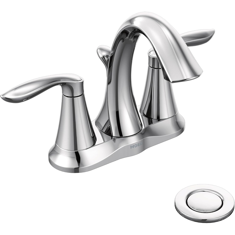 image:imageMoen Eva Brushed Nickel TwoHandle 4Inch Centerset Bathroom Faucet with Drain Assembly Bathroom Faucets for Sink 3Hole 6410BNChrome