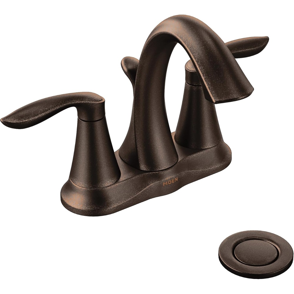 image:imageMoen Eva Brushed Nickel TwoHandle 4Inch Centerset Bathroom Faucet with Drain Assembly Bathroom Faucets for Sink 3Hole 6410BNOil Rubbed Bronze