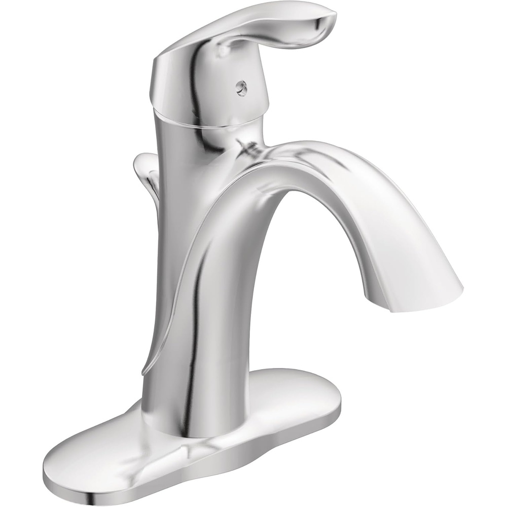 image:imageMoen Eva Chrome OneHandle Single Hole Bathroom Sink Faucet with Optional Deckplate and Available Vessel Sink Extension Kit 6400
