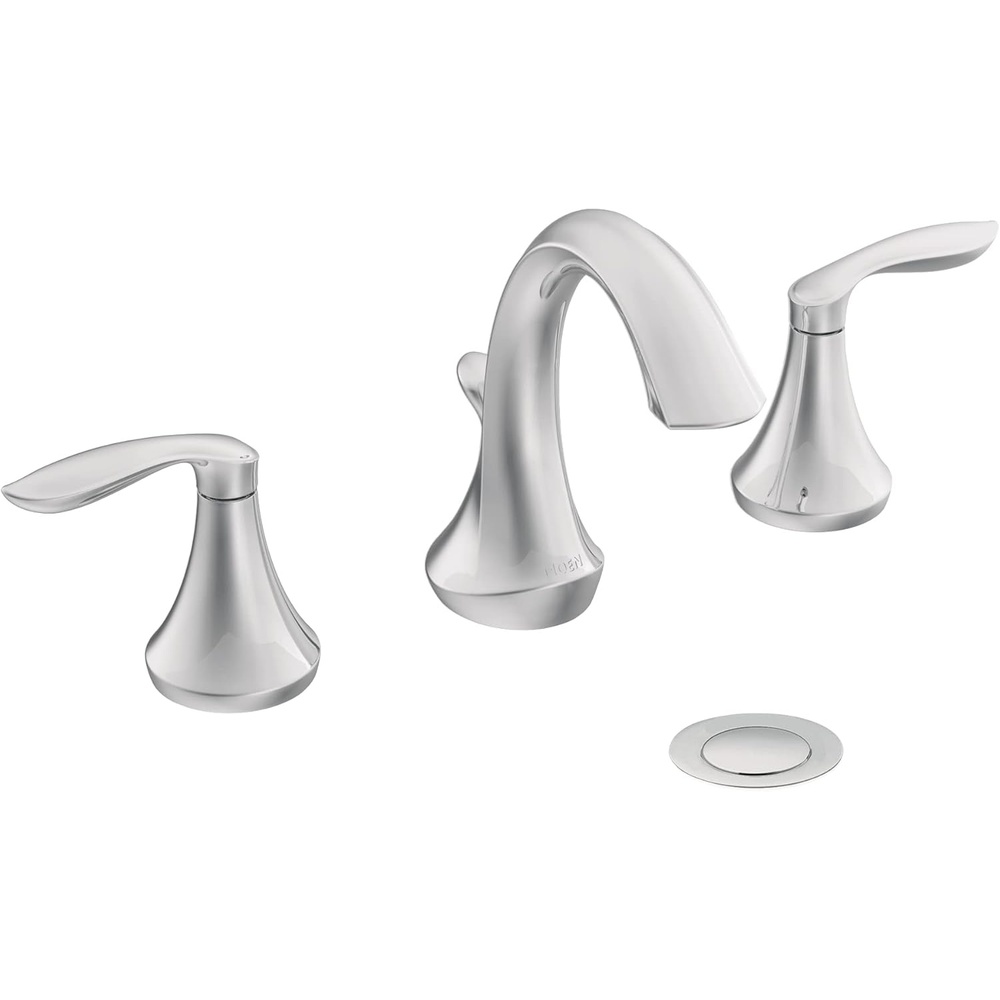 image:imageMoen Eva OilRubbed Bronze TwoHandle High Arc Widespread Bathroom Sink Faucet for 3Hole Setups with Valve Included TV6420ORBChrome