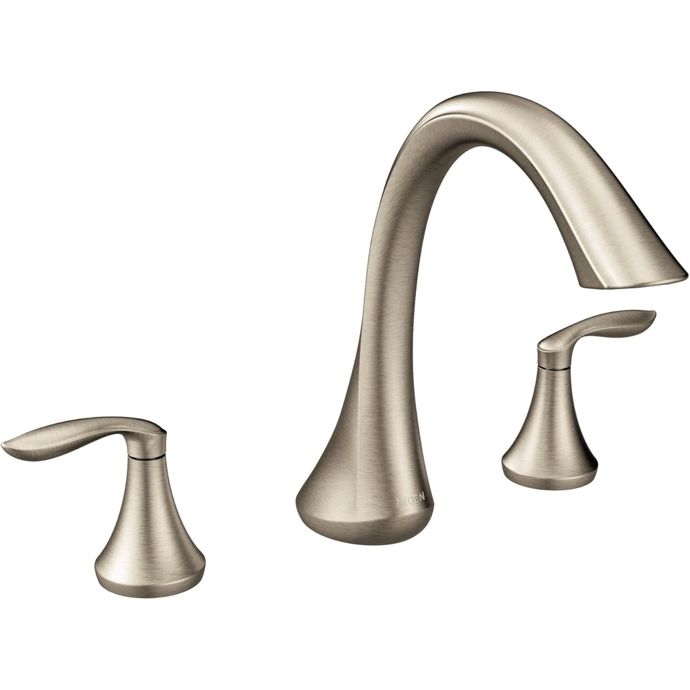 image:imageMoen Eva T943BN TwoHandle Roman Tub Faucet Trim Kit Brushed Nickel Finish Deck Mount 3Hole Installation Valve RequiredBrushed Nickel