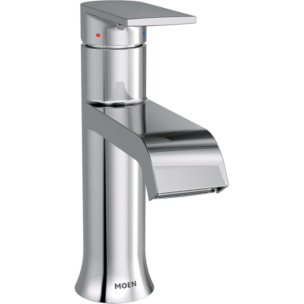 image:imageMoen Genta LX Matte Black OneHandle Modern Bathroom Sink Faucet with Optional Deckplate and LowArc Spout for Bath Countertop 6702BLChrome