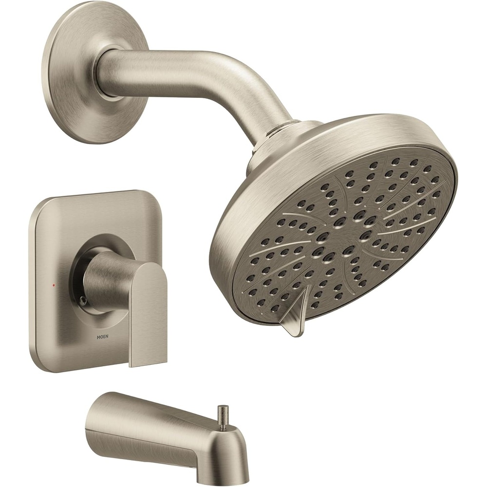 image:imageMoen Genta LX Matte Black Pressure Balancing Modern Shower Set with Showerhead Lever Handle and Tub Spout PosiTemp Valve Required T2473EPBLBrushed Nickel