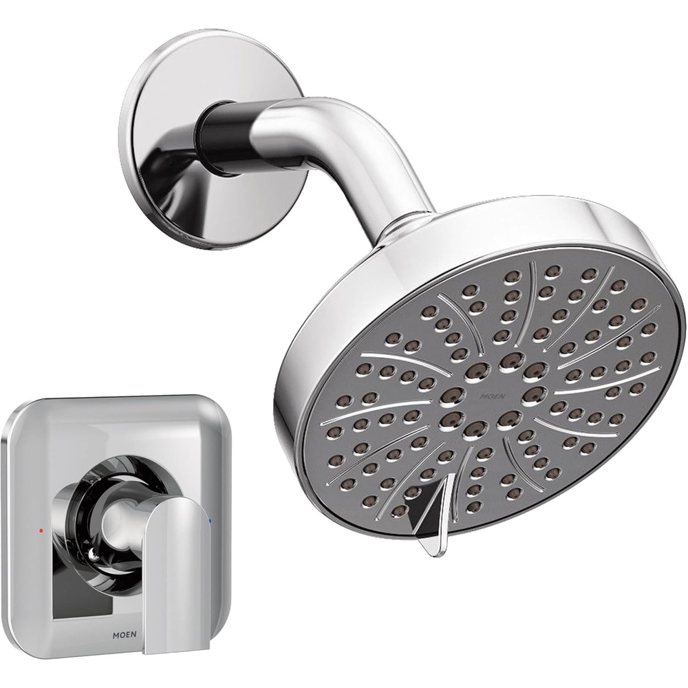 image:imageMoen Genta LX Pressure Balancing EcoPerformance Modern Shower Trim with Showerhead and Lever Handle PosiTemp Valve Required Matte Black T2472EPBLChrome