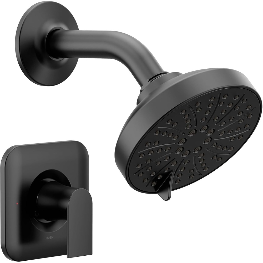 image:imageMoen Genta LX Pressure Balancing EcoPerformance Modern Shower Trim with Showerhead and Lever Handle PosiTemp Valve Required Matte Black T2472EPBLMatte Black