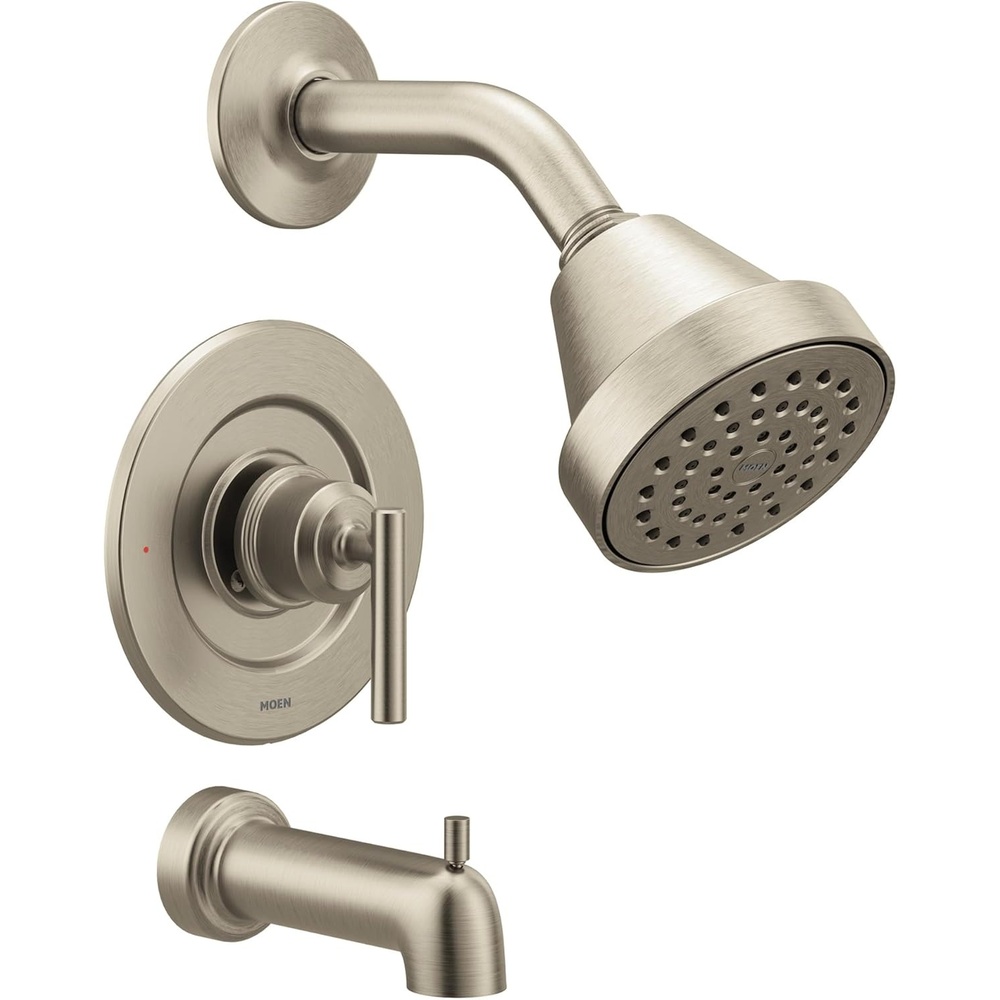 image:imageMoen Gibson Brushed Nickel Pressure Balancing EcoPerformance Modern Shower Trim Featuring Single Function Showerhead Handle and Tub Spout PosiTemp Valve Required T2903EPBN
