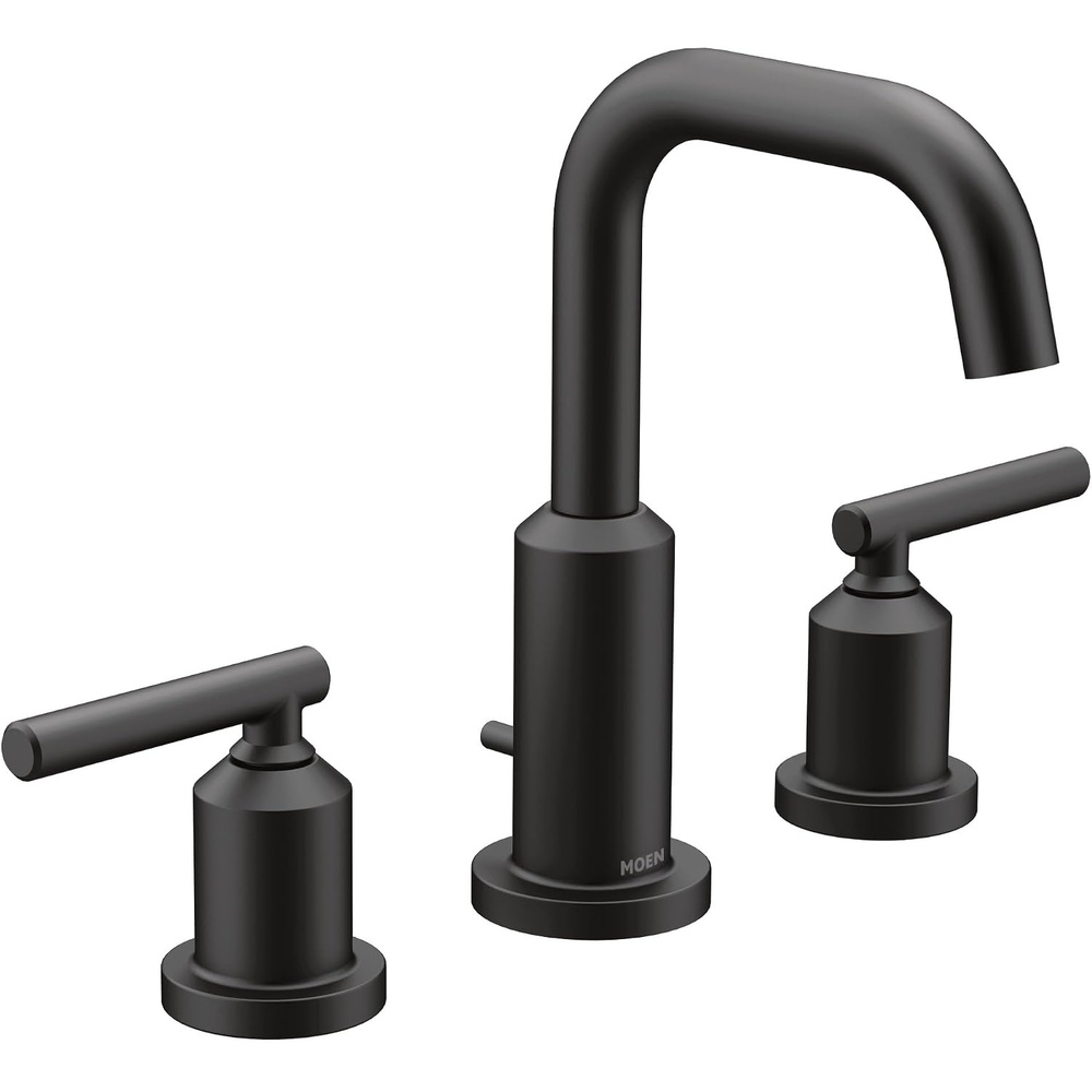image:imageMoen Gibson Matte Black TwoHandle Widespread High Arc Modern Bathroom Sink Faucet Modern Bathroom Faucet for Three Hole Bath Sinks Valve Required T6142BLMatte Black