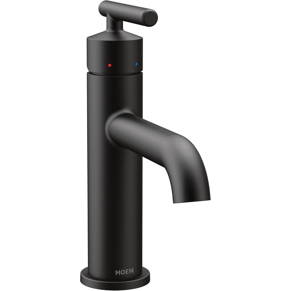 image:imageMoen Gibson OneHandle Single Hole Modern Bathroom Sink Faucet with Optional Deckplate Matte Black 6145BLMatte Black
