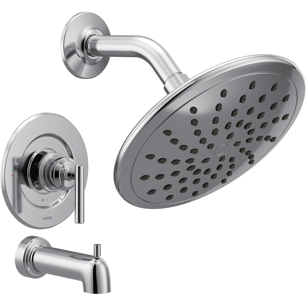 image:imageMoen Gibson PosiTemp Pressure Balancing Modern Tub and Shower Trim with 8Inch Rainshower Valve Required Brushed Nickel T3003EPBNChrome