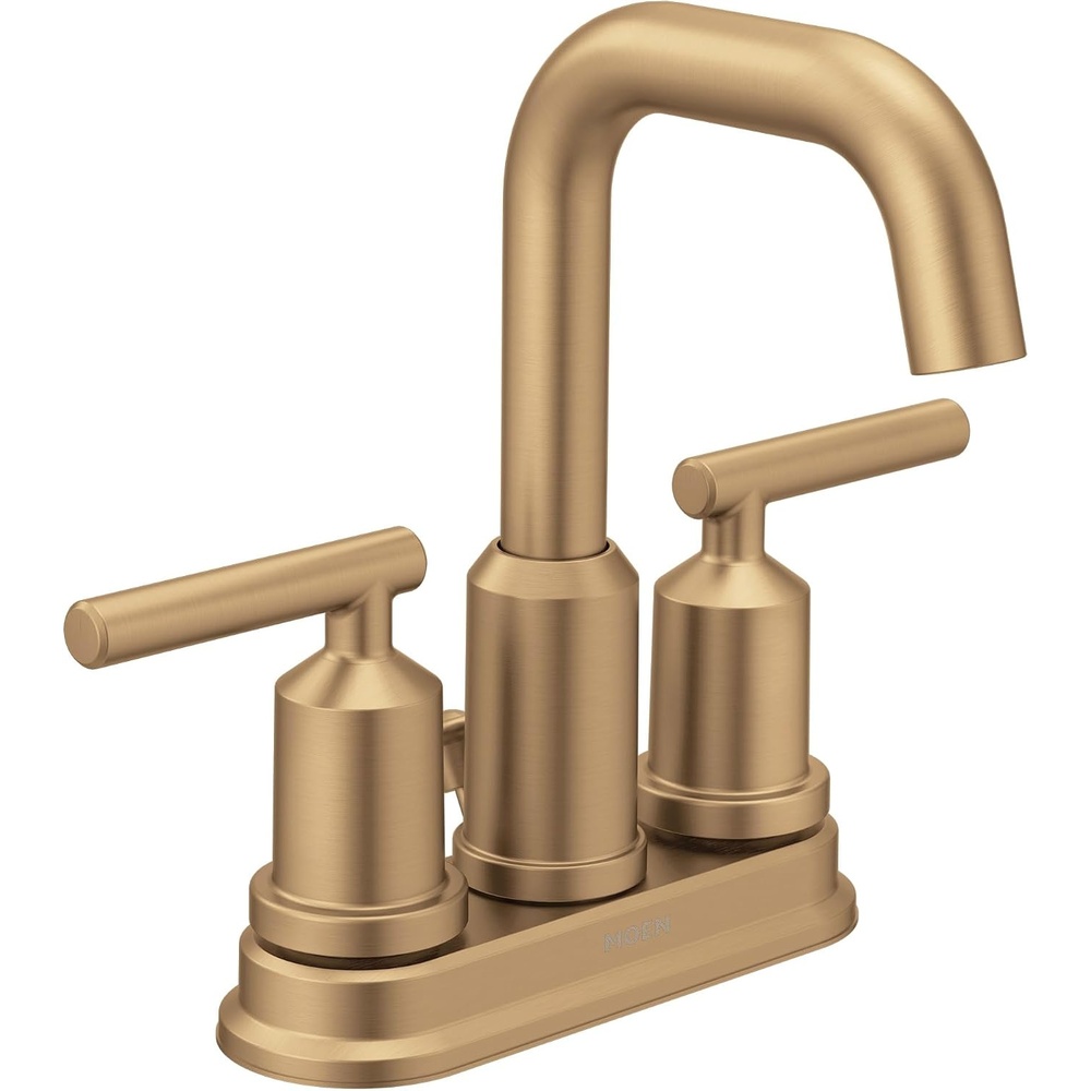 image:imageMoen Gibson TwoHandle Centerset High Arc Modern Bathroom Faucet with Drain Assembly Chrome 6150Bronzed Gold