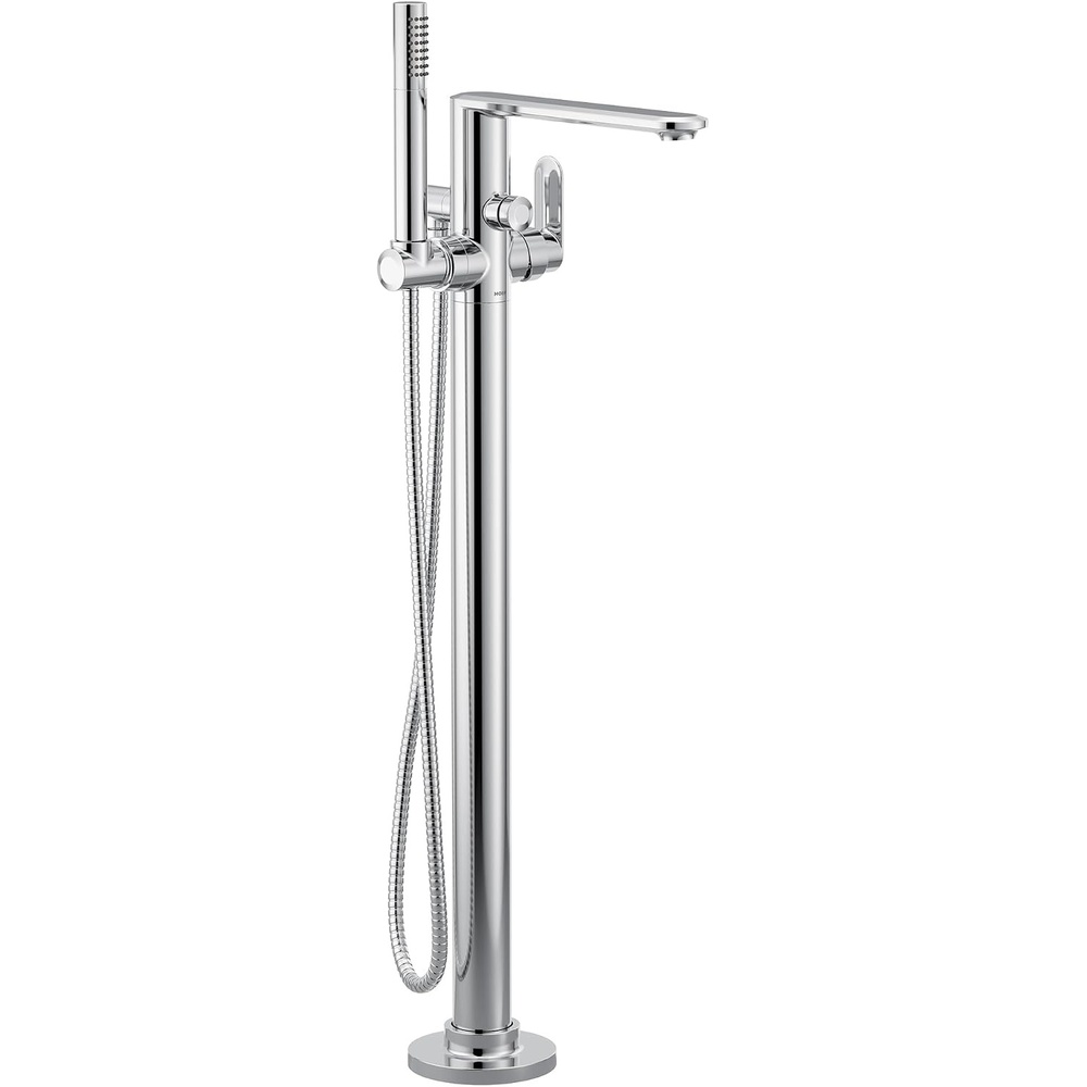 image:imageMoen Greenfield Chrome One Handle Freestanding Floor Mount Tub Filler Bathtub Faucet with Handshower Wand 620