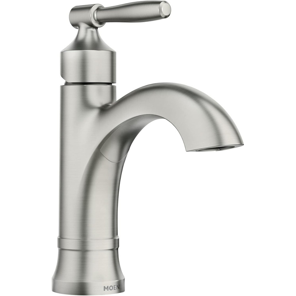 image:imageMoen Halle Spot Resist Brushed Nickel OneHandle Single Hole Bathroom Sink Faucet with Optional Deckplate 84970SRNSpot Resist Nickel
