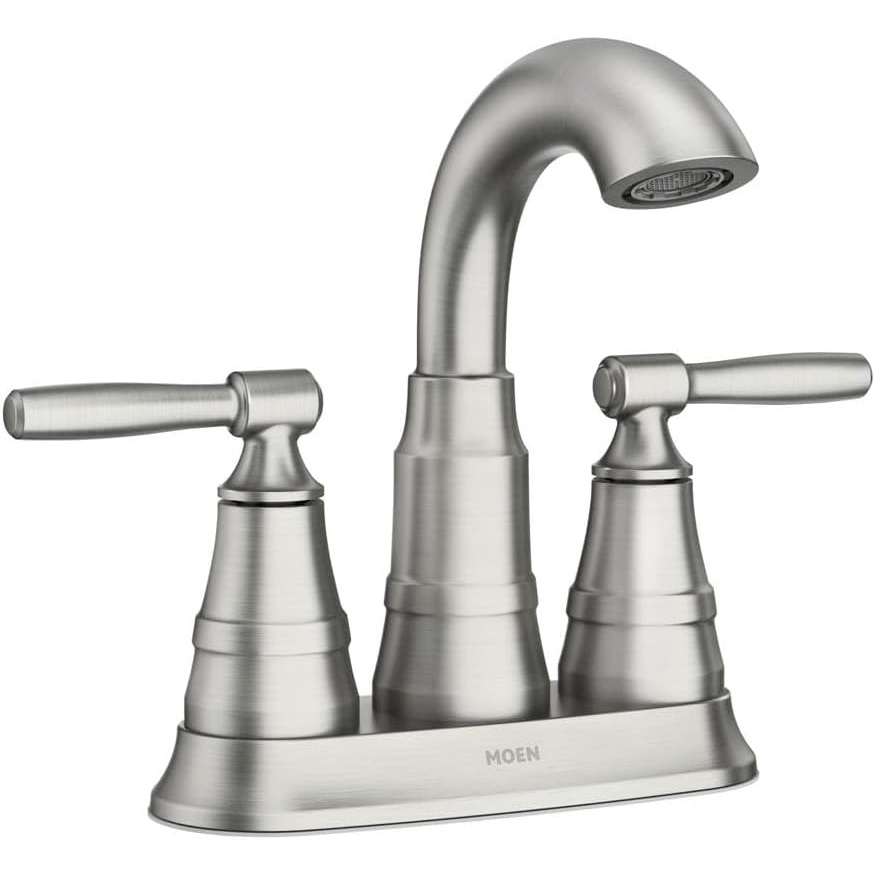 image:imageMoen Halle Spot Resist Brushed Nickel TwoHandle Centerset Bathroom Sink Faucet with Drain Assembly 84971SRNSpot Resist Nickel