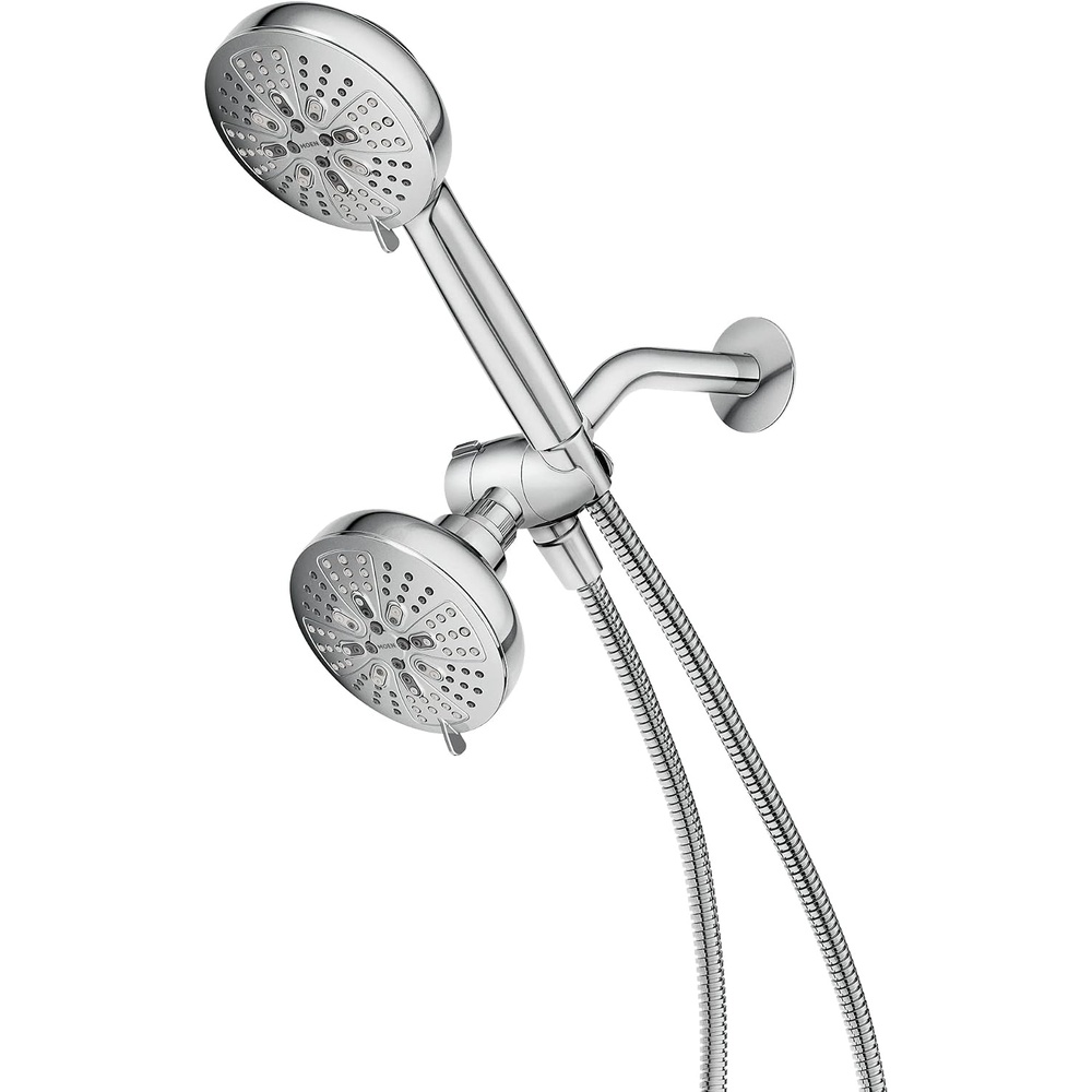 image:imageMoen Hydro Energetix High Pressure Dual Shower Head with Handheld Spray Combo 8 Shower Head Spray Settings Chrome Finish 200C0