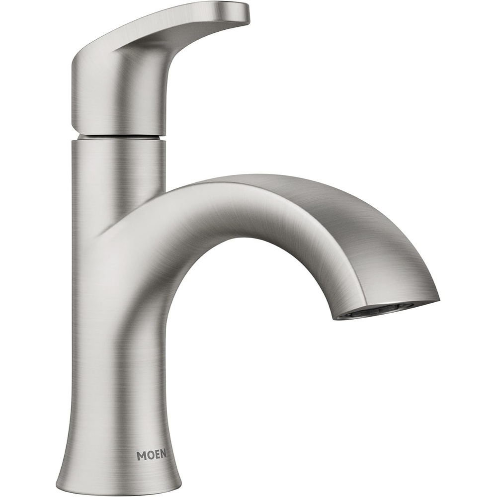 image:imageMoen Karis Spot Resist Brushed Nickel OneHandle Single Hole Bathroom Sink Faucet with Optional Deck Plate 84346SRNBrushed Nickel