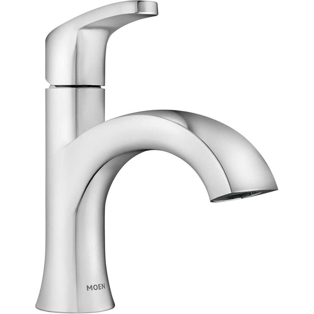 image:imageMoen Karis Spot Resist Brushed Nickel OneHandle Single Hole Bathroom Sink Faucet with Optional Deck Plate 84346SRNChrome