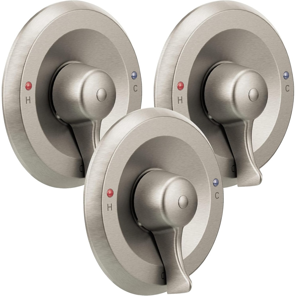 image:imageMoen MDura PosiTemp Shower Trim Kit Commercial 7Inch Classic Shower Valve Control Trim Kit Valve Required Sold Separately Brushed Nickel T8370CBN7Inch Shower Trim Kit Pack of 3