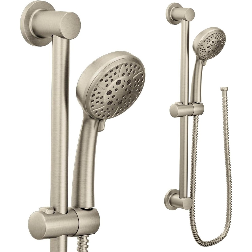 image:imageMoen Matte Black EcoPerformance 4Spray Pattern Detachable Handheld Showerhead with 69InchLong Hose and 30Inch Slide Bar 3669EPBLBrushed Nickel