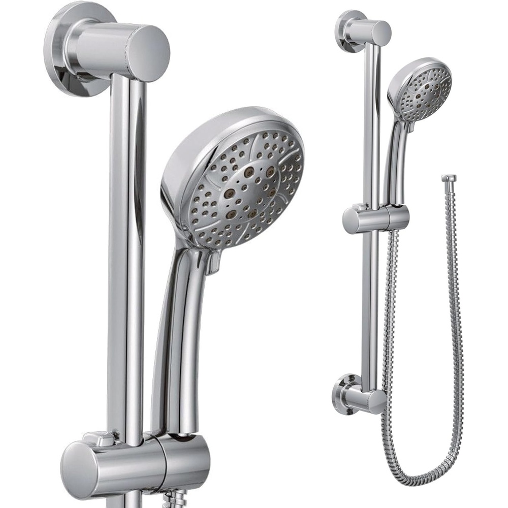 image:imageMoen Matte Black EcoPerformance 4Spray Pattern Detachable Handheld Showerhead with 69InchLong Hose and 30Inch Slide Bar 3669EPBLChrome